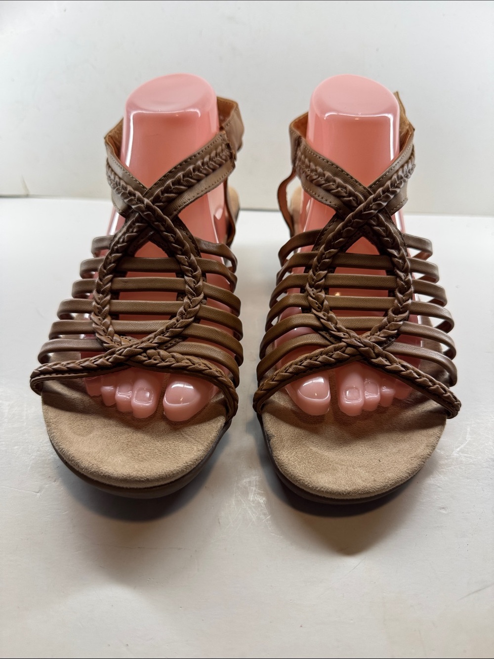 Yuu Brown Braided Strappy Sandals